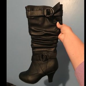 Black Faux Leather Boots 🖤